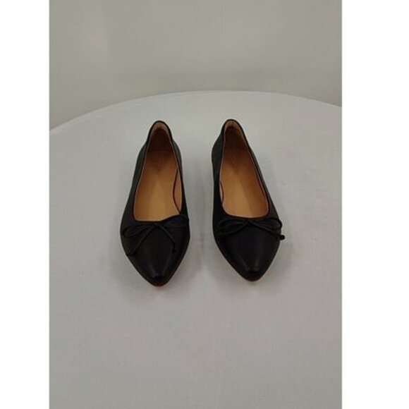 Quince Italian Leather Pointed Bow Flat - 8 - Picture 2 of 3